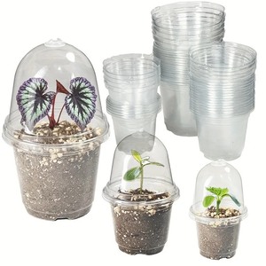 Pots de pépinière transparents en PET de 3,5, 4, 5 et 6 pouces, pots à graines de jardin, pots de pépinière avec dômes d'humidification - Product Image 2
