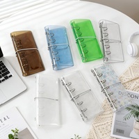 10 PCS Mini Classeur à anneaux en PVC translucide HYD-T402 Multi-styles Paillettes Organiseur de budget Classeur 6 trous Sangle pour carnet de notes