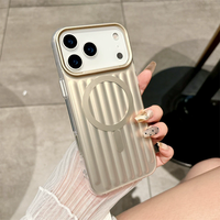 Étui magnétique de luxe à motif métallique ondulé pour iPhone 17 16 15 14 13 Air Pro Max, coque arrière souple mate