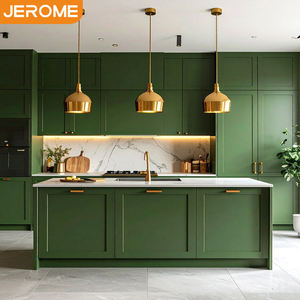 Ensemble de meubles d'armoires classiques de luxe au design personnalisé Armoire de cuisine en bois de style shaker couleur vert olive RTA - Product Image 1