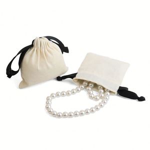 Vintage Portable Jewelry <b>Storage</b> Bag with Drawstring Closure Square Shape for <b>Necklace</b> Bracelet Ring - Product Image 1