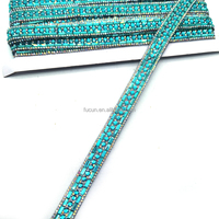 Applique thermocollante personnalisée en pierre de résine bleu turquoise, ornée de strass et de perles, pour la danse de carnaval