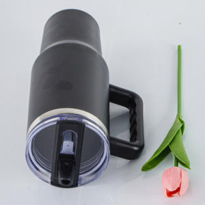 Hot 40 oz Copa de acero inoxidable en estilo <span class=keywords><strong>Messi</strong></span> 100% Vaso aislado a prueba de fugas con mango Pajita y tapa abatible Botella de vacío - Product Image 4