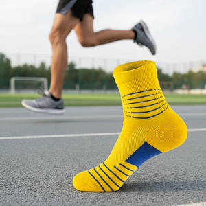 Custom Made Wholesale Sports <b>Socks</b> <b>Soft</b> Quick Dry with Logo on Bottom Latest Design Made in Pakistan - Product Image 3