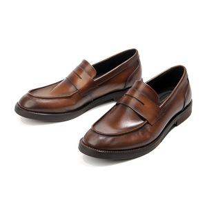 Mocassins à enfiler style vintage en cuir de vachette pleine fleur marron, couleur unie, durables, chaussures décontractées pour hommes, tailles 38 39 40 41 42 43 44 - Product Image 2