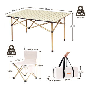 Juego de Cinco Piezas de Mesa y Sillas Plegables de Metal con Bolsa de Transporte, Portátil para Campamento, Gimnasio, Playa y Viajes - Product Image 2