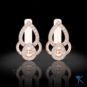 Custom Lab Grown CVD Diamond Pave Emerald Cut Wedding Party <b>Earrings</b> Snap Back <b>Hoop</b> 18K <b>Solid</b> Gold Women Jewelry - Product Image 3