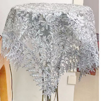 Chemins de table brodés de fil d'or avec des motifs jacquard de banquet, dentelle en organza tissée, nappe de table