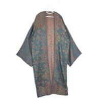 Ensemble Abaya Cardigan Châle pour Femme en Viscose Jacquard Floral Bohème, Aspect Artisanal, Long et Charmant, pour Tenue de Fête et de Maison