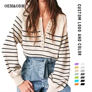 Suéter listrado personalizado de caxemira, pulôver feminino com top cropped, primavera e inverno, 2021