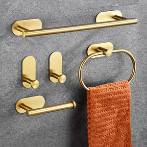 Ensemble d'accessoires <span class=keywords><strong>de</strong></span> salle <span class=keywords><strong>de</strong></span> bain 4 pièces en acier 304, comprenant un porte-papier <span class=keywords><strong>toilette</strong></span> et des crochets pour peignoirs et serviettes - Product Image 2