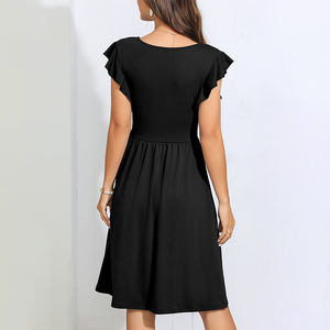 Abito elasticizzato a maglia di grandi dimensioni estivo con decorazione abbottonatura elastica in vita <span class=keywords><strong>abbigliamento</strong></span> <span class=keywords><strong>donna</strong></span> - Product Image 6