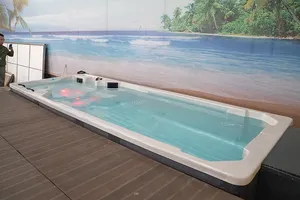 5,8 m Endloser Pool über dem Boden freistehender rechteckiger Luxus-Außen pool Spa