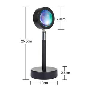Lampe de projection coucher de soleil à rotation 360°, lumière LED nocturne avec <span class=keywords><strong>port</strong></span> USB, lampe coucher de soleil pour décoration de chambre, photographie, TikTok Live - Product Image 2
