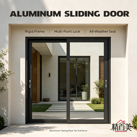 Porte coulissante en aluminium à double vitrage trempé, réduction du bruit, solution de projet complète, intérieur d'appartement, vente en gros OEM