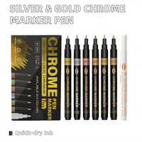 Stylo marqueur de finition de galvanoplastie permanente de peinture liquide de plume mince de chrome de miroir d'argent et d'or pour l'art et la conception