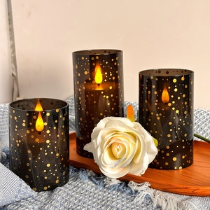 <span class=keywords><strong>Bougie</strong></span> LED sans flamme avec un motif floral à pois dorés, <span class=keywords><strong>bougie</strong></span> LED à piles avec une <span class=keywords><strong>grande</strong></span> télécommande noire - Product Image 5