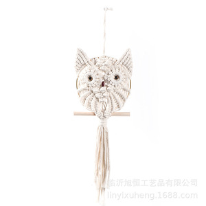 Shixinju Hand-Woven Cotton Rope Owl Pendant White Bohemian Wall Hanging Nordic Home Decor Living Room Bedroom <b>Ornament</b> - Product Image 2