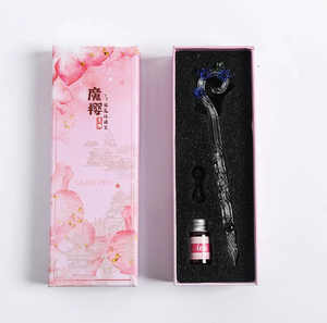 Stylo à plume en verre en spirale fait à la main, stylo panda en cristal multicolore, stylo d'écriture vintage pour calligraphie, stylo à plume en verre cristal - Product Image 2