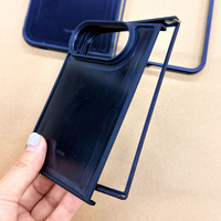 Coque de téléphone hybride PC TPU 2 en 1 avec rainures pour iPhone Duo, noire, avec rainurage