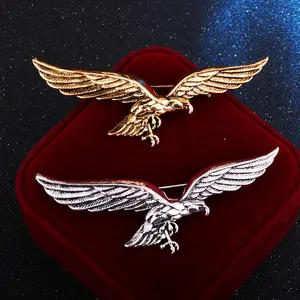 Nhà cung cấp bán buôn hình dạng cánh đồng phục Pin Huy Hiệu Nhãn Kim Loại Logo men EAGLE Wings huy hiệu