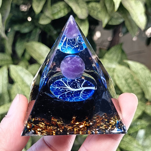 Kogiya <b>Crystal</b> Pyramid Resin Epoxy Ornament Purple <b>Ball</b> White Tree Internal Engraving Home Decoration Desktop Gift - Product Image 1