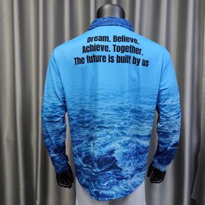 Chemise polo pour homme personnalisée en sublimation, UPF50+, polyester et élasthanne, séchage rapide, pêche, randonnée, équipe, manches longues, col chemise - Product Image 2