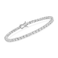 Bracelet tennis en laiton avec zircone cubique 3 mm, plaqué or rhodié, fermoir de sécurité, bijoux de mode pour femmes, vente en gros