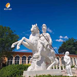 MILY storico maniero esterno cortile decorazione grande marmo bianco guerriero sulla scultura a cavallo per la vendita - Product Image 1