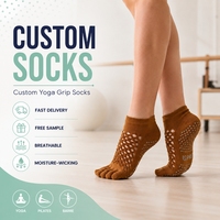 Chaussettes de Pilates personnalisées pour femmes, 5 doigts, respirantes, en maille, antidérapantes, de haute qualité, confortables, pour le yoga