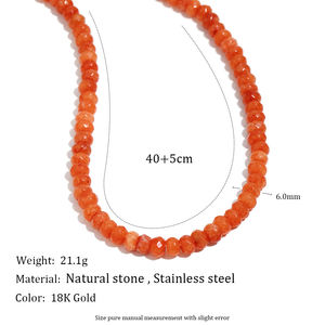 طقم قلادة مطرز بالخرز من الحجر الطبيعي من Dreamidea-سلاسل أحجار كريمة بالأوجه برتقالية وبرتقالية - Product Image 3