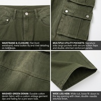 Toptan Erkek Vintage Yıkanmış Geniş Paça Kargo Pantolon TKAN1145D Y2K Bol Kesim Sokak Modası Çok Cepli Denim Kot Pantolon