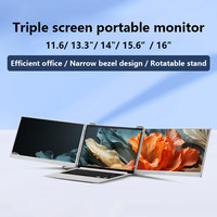 Moniteur portable de voyage 16 pouces 1080p Type C Plug and Play, écran LCD IPS, double/triple extension pour téléphone et ordinateur portable, affichage LED professionnel