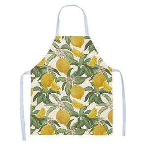 Delantal de Cocina Personalizado con Estampado Completo de Limones Amarillos Vintage, Delantal de Trabajo Duradero de Poliéster, Fresco y Cítrico, a la Moda para el Verano - Product Image 1