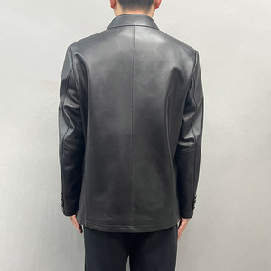 Nuova Giacca in Vera Pelle di Pecora per Uomo, Colletto Rovesciato, Chiusura Monopetto, Alta Qualità - Product Image 3