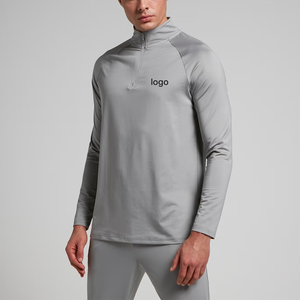 Vêtements de sport légers et respirants à séchage rapide sur mesure <span class=keywords><strong>pour</strong></span> hommes, ensembles de fitness à manches longues avec col zippé - Product Image 1