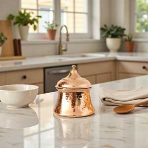 Handcrafted Hammered Copper <b>Canister</b> <b>Set</b> with Lids, Decorative Kitchen Storage Jars for Spices, Tea, Coffee & Dry Fruits - Product Image 4
