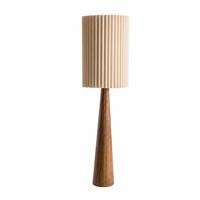 Lampe sur pied en résine avec base conique effet bois, abat-jour plissé en tissu accordéon, style nordique pour salon, chambre, coin lecture, E27