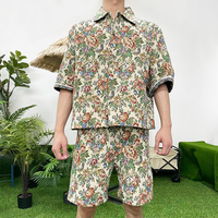 Conception personnalisée à la mode collage chemise à manches courtes pour hommes t-shirt boutonné