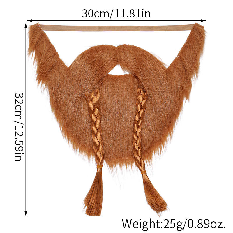 Viking style brown double braid beard