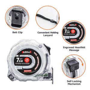 Cinta Métrica <span class=keywords><strong>Fluorescente</strong></span> <span class=keywords><strong>de</strong></span> Acero Inoxidable AIRAJ <span class=keywords><strong>de</strong></span> 7.5 Metros, 25mm <span class=keywords><strong>de</strong></span> Ancho, Alta Precisión, Resistente al Agua y al Desgaste - Product Image 3