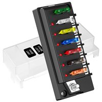 Boîte à fusibles marine étanche 12V/24V à 6 circuits avec indicateur LED, bloc de fusibles à lame ATO 150A max pour voiture, bateau, camping-car, camion 12V/24V