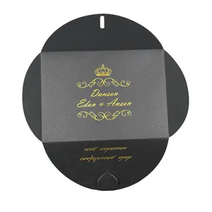 Сделанная на заказ деловая поздравительная открытка черного цвета с золотым тиснением высокое качество жесткий спасибо открытка конверт