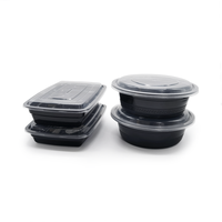 Boîte à lunch jetable rectangulaire en plastique PP personnalisable, noir et rouge, multi-compartiments, boîtes bento, étanche et anti-huile