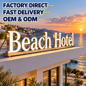 Letrero de Hotel Personalizado con Letras <span class=keywords><strong>3D</strong></span> Iluminadas Frontalmente, Acrílico Blanco, Logotipo Metálico Dorado, Señalización para Resort, Logotipo Comercial Iluminado Frontalmente para Exteriores - Product Image 1