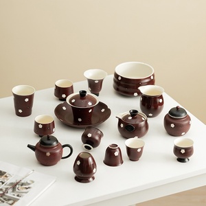 XUANHUI Tazza da Tè in Ceramica Porcellana Stile Vintage di Lusso, Design Retrò con Foglie Rosse di Biancospino, Decorazione Floreale Dipinta a Mano, per Kung Fu - Product Image 2