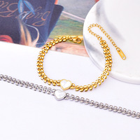 Nouveautés Chaîne créative en forme de blé en acier inoxydable Bijoux sans décoloration Bracelet à breloques en forme de cœur en plaqué or 18 carats pour filles et femmes