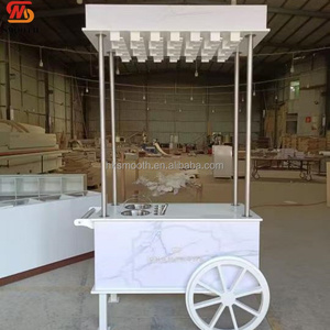 Carrito de Dulces de PVC Blanco Impermeable de Última Generación, Elegante Carrito Móvil para Dulces con Ruedas para Bodas y Fiestas al Aire Libre - Product Image 3