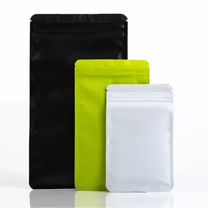 Große Lager gefrostete bunte Aluminium folie geruchs sichere Reiß verschluss tasche Flat Bottom Snack-Paket