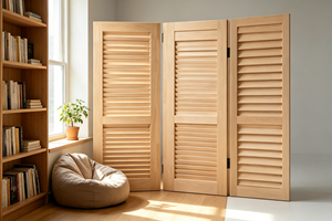 Wooden <b>Folding</b> <b>Room</b> <b>Divider</b> 3 Panels Handcrafted Minimalist Design Opaque Privacy Screen Multi-Functional EFS Brand Frame - Product Image 4